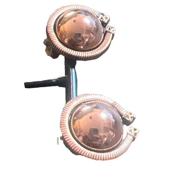 Renoir Vintage Copper Rose Goldtone Button Clip-on Earrings - Picture 4 of 6